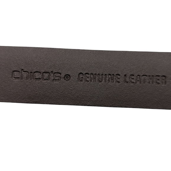 Chico’s Women’s Brown Leather Adjustable Double Gold Hook Belt Size M|L - Picture 5 of 7